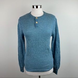 Vintage Lemon Twist Blue Knit Ramie Sweater Women XL Extra Large